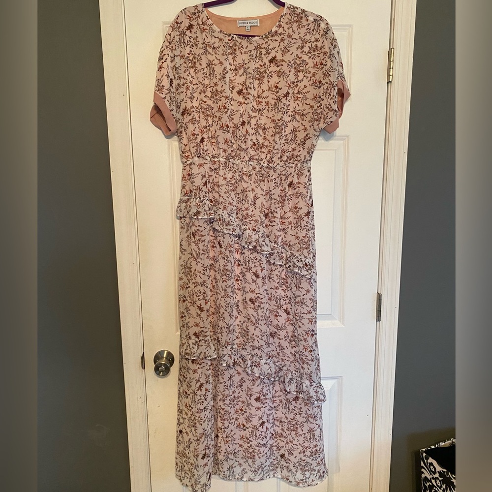 Piper and Scoot Pink Floral Maxi Dress Size L